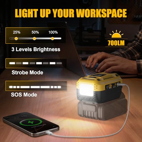 140W USB Battery Charger Compatible with DeWalt 20V Battery - color: Yellow