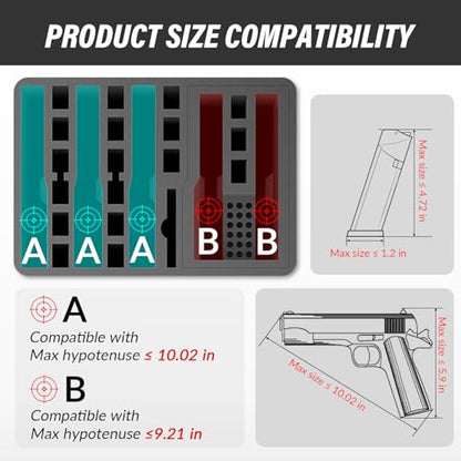 SEKKVY Gun Case for Handguns, Pistol Case Hard Shell - color: 5 Pistol & 18 Magazine, Black