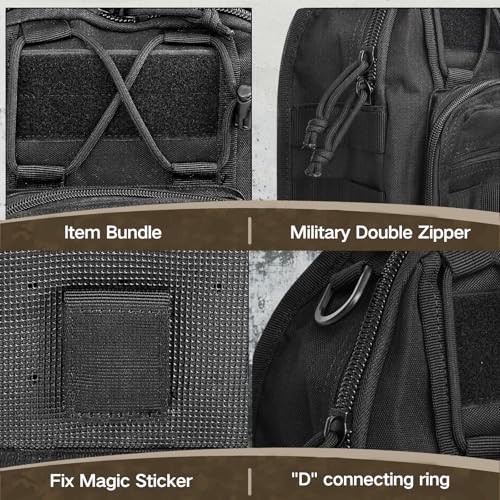Tactical Shoulder Sling Bag Small Outdoor Chest Pack Backpack for Men Traveling, Trekking, Camping, Sling Backpack - color: Black