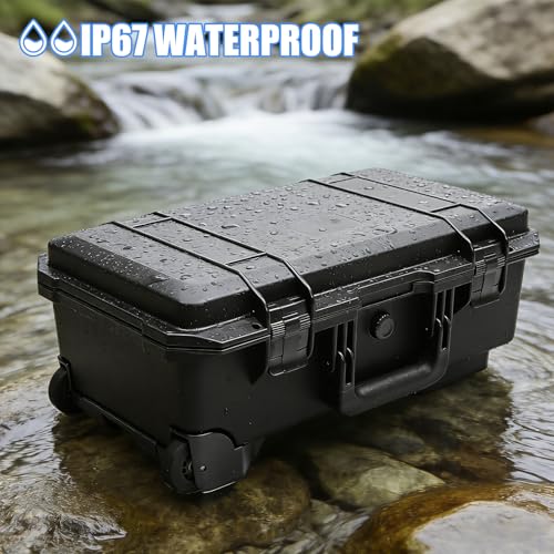Waterproof Travel Camera Hard Case, Large, 22” x 14” x 9”, Black - color: Black