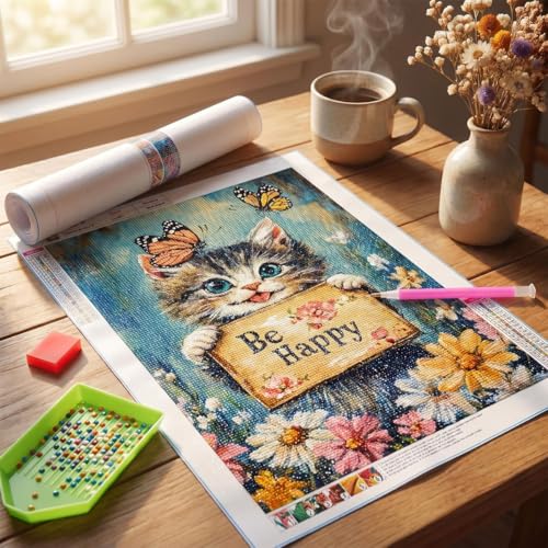 WUSARPLY Cat Diamond Painting Kits for Beginner Adults - color: YA009