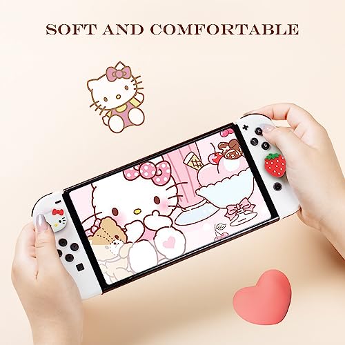 PERFECTSIGHT Cute Switch Thumb Grip Caps Compatible with Nintendo Switch OLED/Lite Console, Kawaii Soft Silicone Analog Stick Button Cover for Ns Joycon Controller,4PCS Anime Joystick Caps (Kitty) - color: White Kitty
