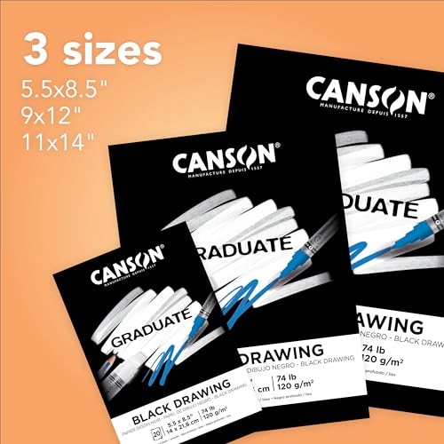 Canson Graduate Drawing Paper Pad, Black, 9x12 in - color: Black Paper, size: 9x12 inch
