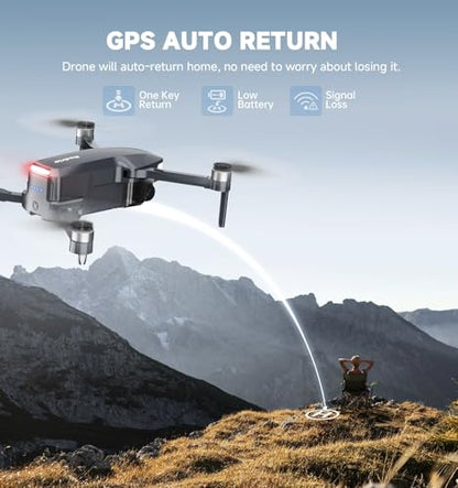 GPS Drones with Camera for Adults 4K, Foldable Drone with Brushless Motor, Auto Return/Follow, Tap Fly/Circle Fly, Beginner-Friendly One Key Start, 45 Mins Flight, Under 249g