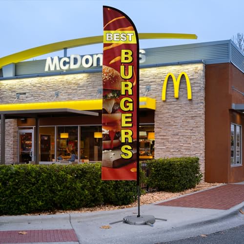 MASTERCANOPY 12FT Tall Burgers Feather Flag Pole Kit Red - color: BURGERS, size: 12FT
