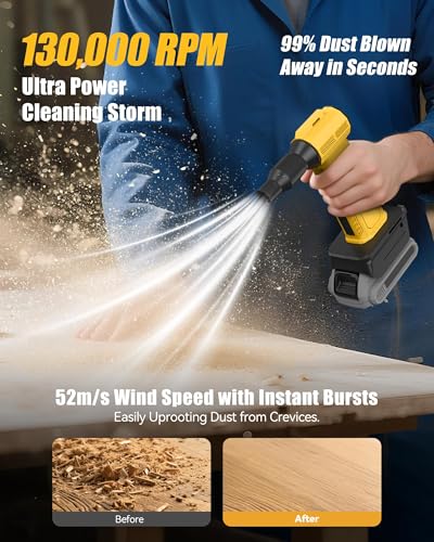 Compressed Air Duster, 130,000RPM Ultra-Powerful Electric Air Duster - color: Yellow