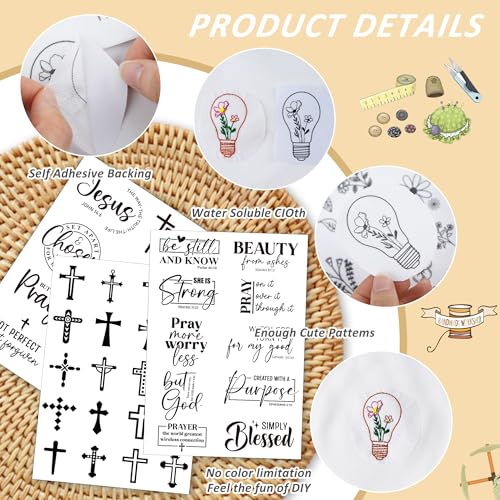 Religious Water Soluble Stabilizer Embroidery Patterns, 3 Sheets - color: Christian973