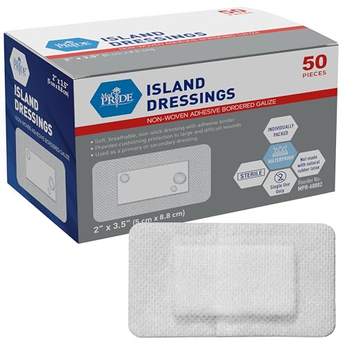 MED PRIDE Sterile Bordered Gauze Island Dressing,2x3.5 in,50-Count - size: 2'' x 3.5''