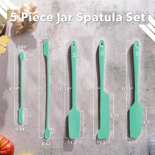 DI ORO Silicone Jar Spatula Set - 600F Heat Resistant, 5-Pc Mint - color: Mint