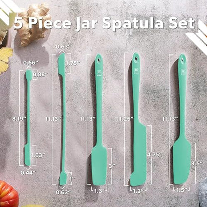 DI ORO Silicone Jar Spatula Set - 600F Heat Resistant, 5-Pc Mint - color: Mint