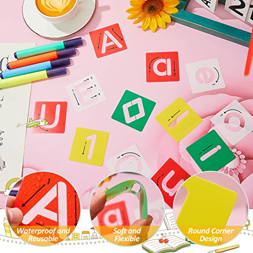 72 Pcs Preschool Letters Stencils and Number Stencils Set, 2.4 Inch
