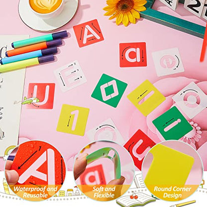 72 Pcs Preschool Letters Stencils and Number Stencils Set, 2.4 Inch