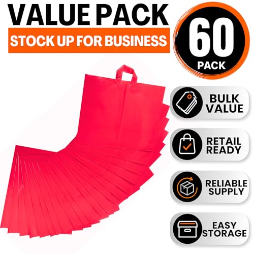 19x15 Large Plastic Shopping Bags with Handles for Small Business - color: Pink