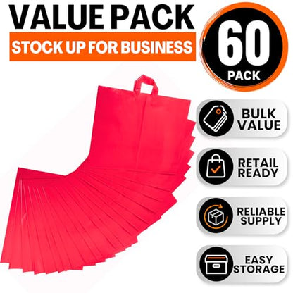 19x15 Large Plastic Shopping Bags with Handles for Small Business - color: Pink