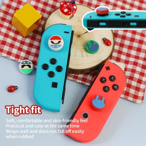 PERFECTSIGHT Cute Thumb Grips Cap Compatible with Nintendo Switch Joycon/OLED/Lite, Soft Silicon Joystick Caps, Kawaii Skin Button Stick Cover 3D Analog Kit for NS Controller, Brother - color: Red+Green Brother