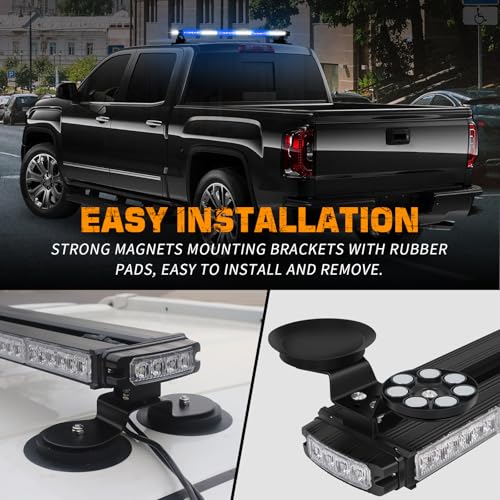 XRIDONSEN 28.4" 80 LED Blue White Roof Emergency Lights Strobe Light Bar - color: Blue/White