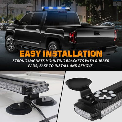 XRIDONSEN 28.4" 80 LED Blue White Roof Emergency Lights Strobe Light Bar - color: Blue/White
