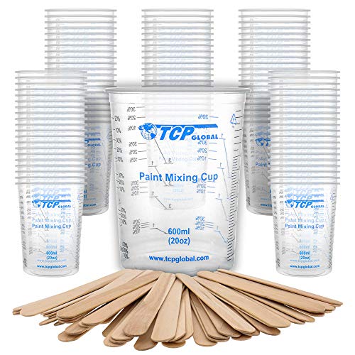 TCP Global 20 oz. (600ml) Graduated Plastic Mixing Cups - Box of 100