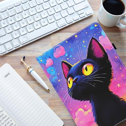Universal 10 10.1 11 Inch Android Tablet Case Cover with Hand Strap - color: Black Cat