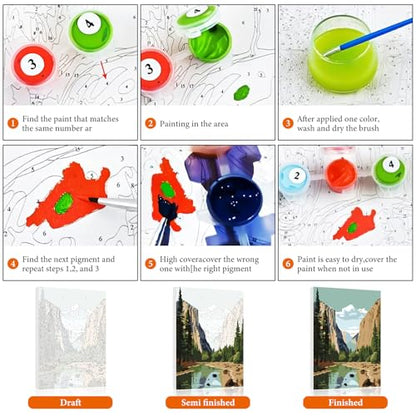 6 Pack Paint by Numbers Kit for Adults Beginner National Park 8x12 Inch - color: LKOP6P-1