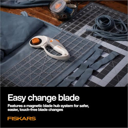 Fiskars 45mm/60mm DuoLoop Titanium Easy-Change Rotary Cutter for Fabric - color: DuoLoop, size: 45/60mm