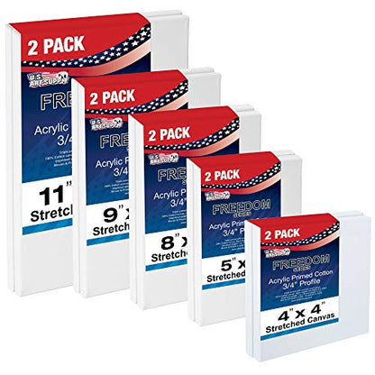 U.S. Art Supply Professional Quality Stretched Canvas, Multipack of 10 - size: Small
