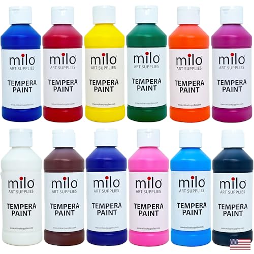 milo Kid's Washable Tempera Paint Set, 12 Primary Colors, 8 oz Bottles - style: Primary Tempera 12 x 8 oz Bottles