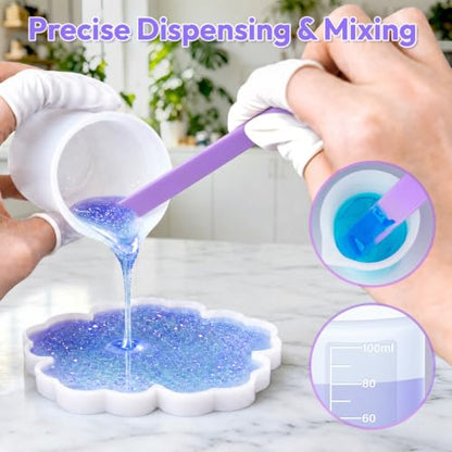 HeyClear Silicone Measuring Cups Kit for Epoxy Resin 250&100ml Mixing Cups - size: 250ML+100ML