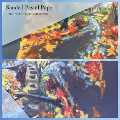 MAIMOUFIN 12‑Sheet Pastel Sandpaper Pad, Artist Heavyweight Pastel Paper - color: Dark Color