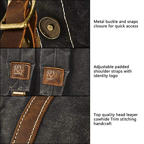 Heavy-Duty Waxed Canvas Rucksack Backpack - color: Dark Gray, size: 400 x 340 x 190 mm - Standard