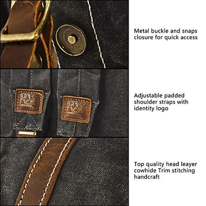 Heavy-Duty Waxed Canvas Rucksack Backpack - color: Dark Gray, size: 400 x 340 x 190 mm - Standard