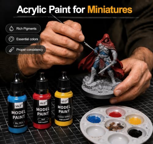 VVF 30 Colors Model Paint Set, Ready to Use Acrylic Miniature Paint - color: 30 Colors with 3 Thinner
