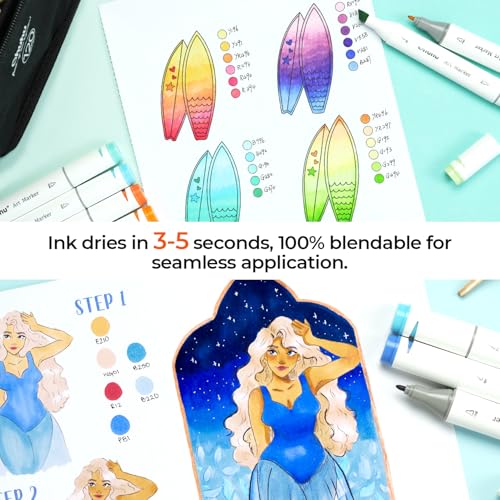 Ohuhu 8.3"x8.3" Double-Sided Bleedproof Marker Pad Art Sketchbook 60 Sheets - size: 8.3" x 8.3"