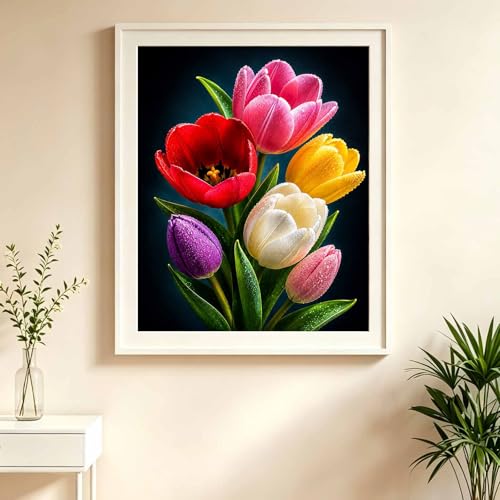 Tulips Diamond Art Kits for Adults,Colorful Flower Bouquet Diamond Painting - color: HS049-1