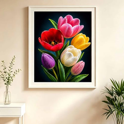Tulips Diamond Art Kits for Adults,Colorful Flower Bouquet Diamond Painting - color: HS049-1