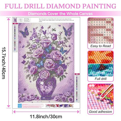 DIYCYCY Floral&Butterfly Diamond Art Kits for Adults Beginners 12x16 in