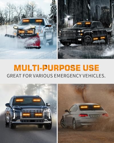 XRIDONSEN 2x 10.7 inch Amber Light Bar 24 LED Emergency Strobe Lights - color: Amber