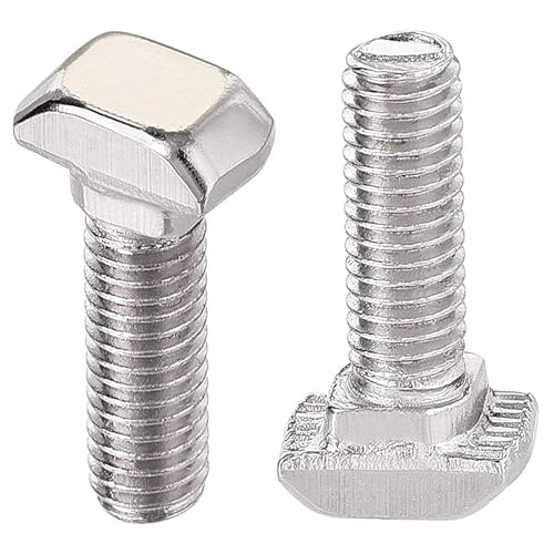 M5 x 25mm Metric Thread T Slot,Drop-in Stud Sliding T-Bolt,Hammer Head Bolt,T Screw Stud for 2020 Series Standard 6mm T-Slot Aluminum Extrusion Profile,Carbon Steel Nickel Plated (20-Series,20 Pcs) - size: 20-M5x25mm（20 Pcs）