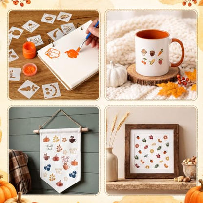 Fainne 100 Pcs 1.5 Inch Fall Autumn Theme Small Stencils for Crafts - style: Fall