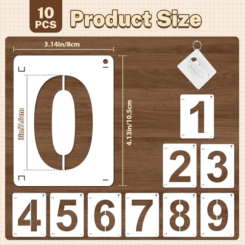 3Inch Number Stencils,10Pcs Plastic Reusable Washable Curb Stencil Kit - size: 3Inch