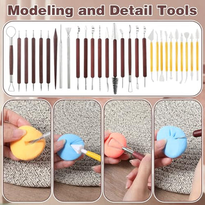 48pcs Pottery Tools Kit for Sculpting,Clay Tools Sculpting Kit,Ceramic Tool for Modeling, Trimming, Molding Clay Carving,Shaping, Pottery Kiln