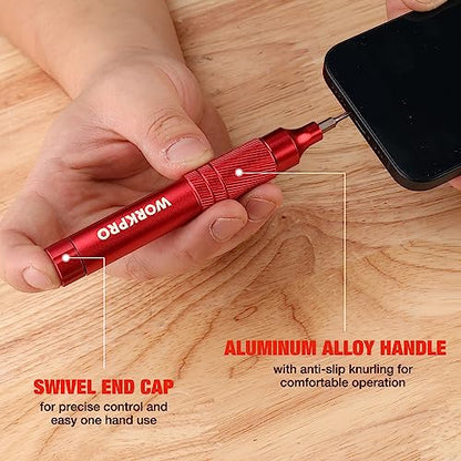 WORKPRO 24 in 1 Multi Bit Mini Screwdriver Set Magnetic, Red - color: Red