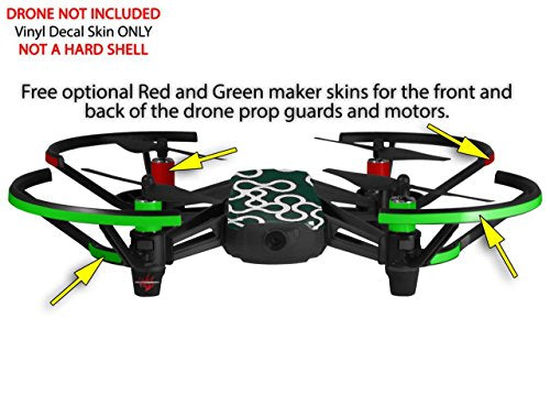 Skin Decal Wrap 2 Pack Compatible with DJI Ryze Tello Locknodes 03 Hunter Green Drone NOT Included