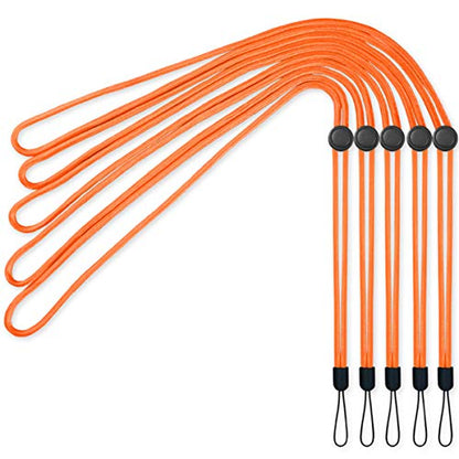 YOUOWO 5Pack Orange Lanyards Lightweight Circular Adjustable with Button - color: Orange