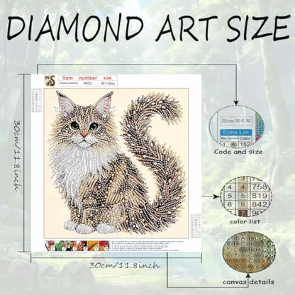 Cat Special Shape Diamond Art Kits For Adults Beginner,Diamond Dot Art Kits - color: YP102