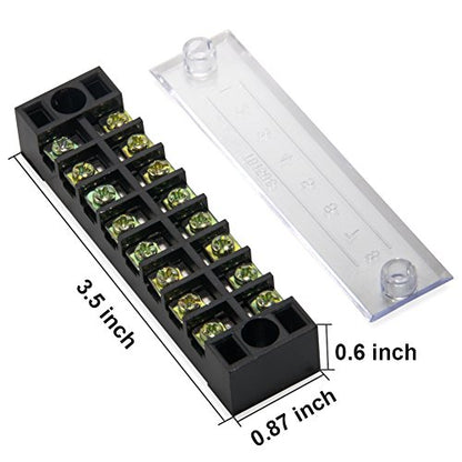 Terminal Block, 8 Circuits 600V 15A Dual Row Screw Terminal Strip, 6 Sets - size: 15A 8P+6pcs Jumpers