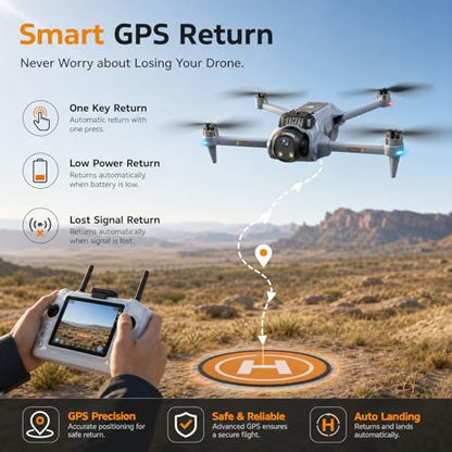 GPS Drones with Camera for Adults 4K EIS, Foldable 5G RC Camera Drones - color: CT66-3B