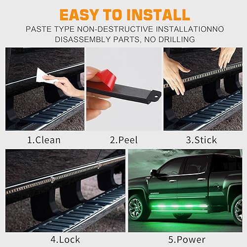 XRIDONSEN 2PCS 70 inch Running Board Strobe Lights 864 LED Emergency Lights - color: Green/White