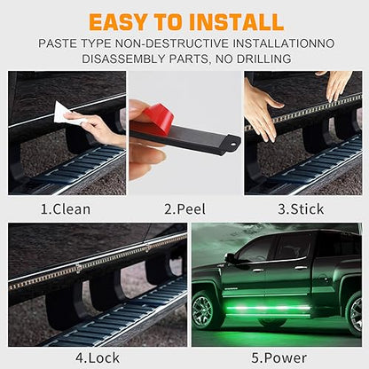 XRIDONSEN 2PCS 70 inch Running Board Strobe Lights 864 LED Emergency Lights - color: Green/White