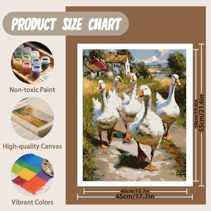 XTCIXAL Paint by Numbers Kit for Adults, Duck, 16X20 Inch - color: 03-Duck